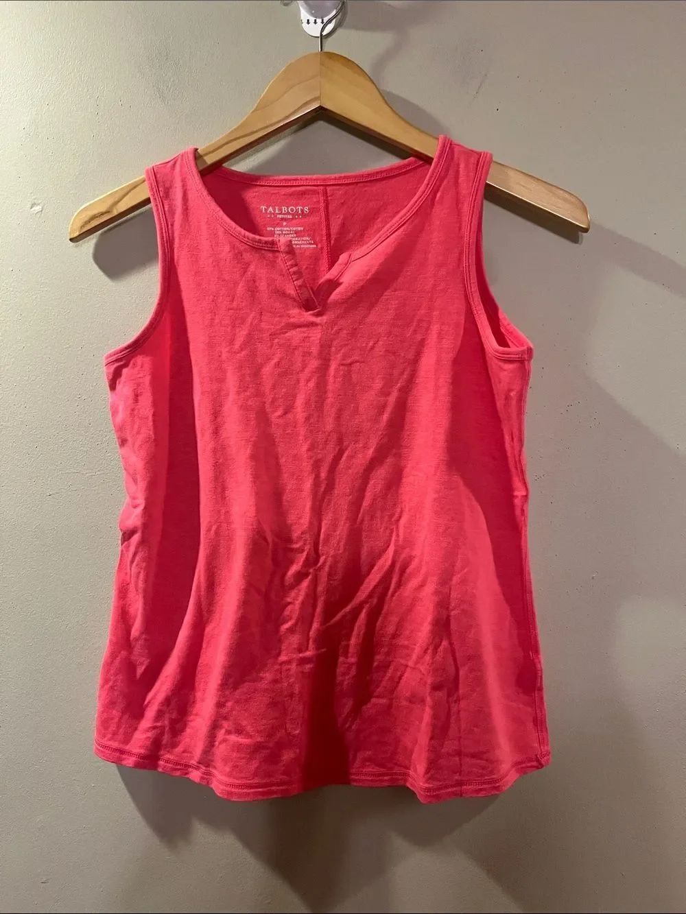 Talbots Coral-Pink Notch-Neck Tank Top